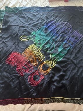 Coach Black Scarf with Rainbow Equestrian Print